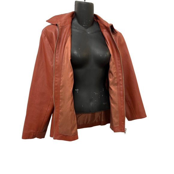 Simulassao Soft Leather Jacket Orange Fall - Picture 7 of 11